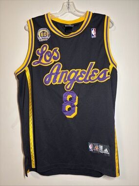 adidas Black Los Angeles Lakers #8 Jersey with Gold & Purple Trim